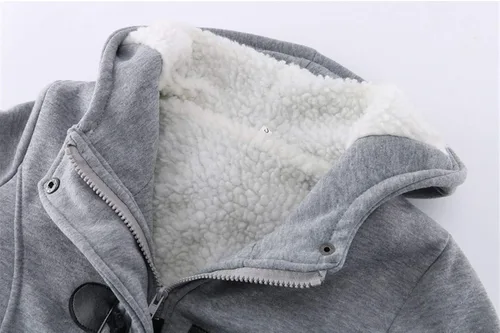 Vista 3 de JiangWu Abrigo grueso de forro polar con capucha para mujer, chaqueta cálida de invierno