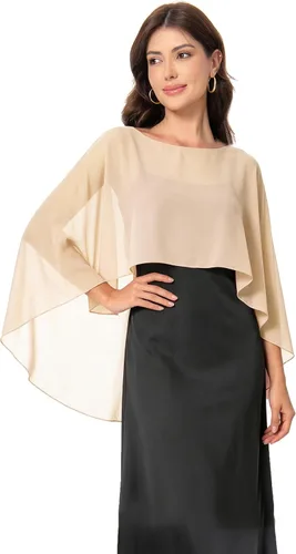 Vista 12 de Baoqiya Women's Shawls and Wraps for Evening Dresses Chiffon Cape verde ( Bean Green )