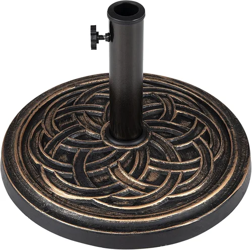 Vista 16 de Tangkula Base de sombrilla de patio de 49 libras, soporte de sombrilla de 20.5 pulgadas con diseño de ratán, perilla ajustable, soporte redondo