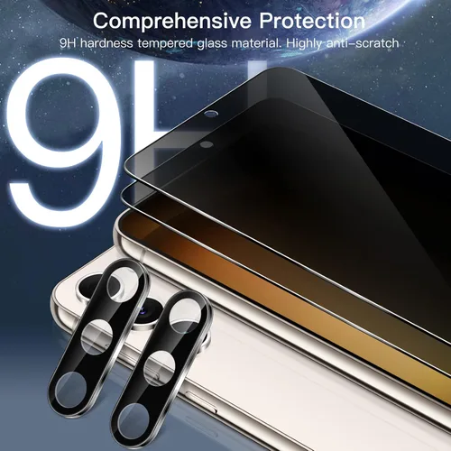 Vista 6 de JETech Protector de Pantalla de Privacidad para Samsung Galaxy S23 5G 6.1 Pulgadas con Protector de Lente de Cámara, Película de Vidrio Templado