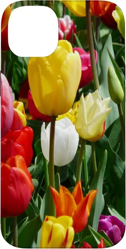Vista 15 de Funda botánica para iPhone 17 con flores coloridas y tulipanes para amantes de las plantas