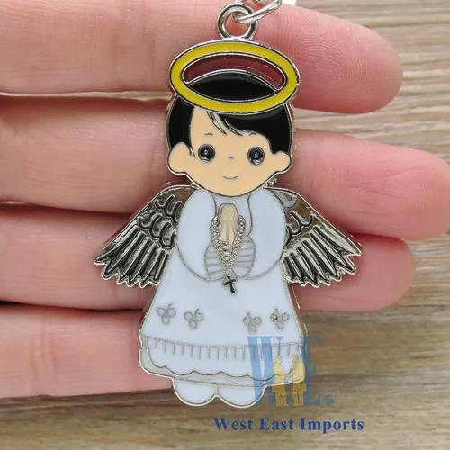 Vista 3 de Regalo personalizado de primera comunión (12 piezas) - Llavero de metal blanco Boyl Metal personalizado Recuredos De Bautizo Bautizo Regalo