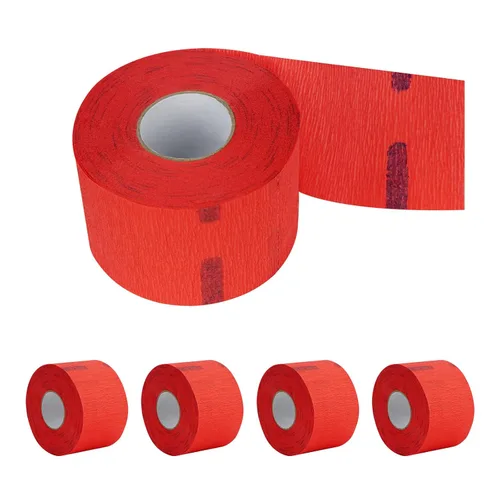 Vista 8 de Tiras de cuello de peluquero – 5 rollos de 500 piezas de papel negro, desechable y flexible para cortar el cabello, suministros de salón, resistente