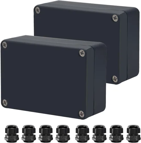 Vista 22 de Caja de Proyecto ABS Cajas Eléctricas Negras IP65 Caja Impermeable para Exteriores Caja de Conexiones Electrónicas Caja de Alimentación con Remates