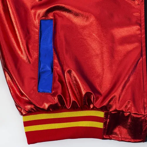 Vista 5 de Chaqueta de cosplay para el personaje de la película abrigo con cremallera de adultos tops rojos y azules S-L mediano
