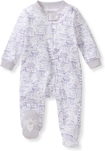 Vista 11 de Burt's Bees Baby Pijama con pies de algodón orgánico para niña Cozy Teddies - Paquete de 1