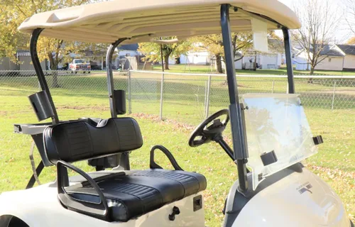 Vista 8 de Cubiertas de asiento delantero para carrito de golf EZGO Medalist, TXT 1994-2013 de Huskey, ajuste personalizado, estilo plisado negro, vinilo