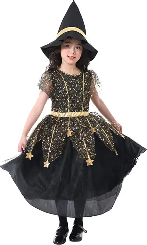 Vista 2 de JUST FOR PARTY Little Girl Halloween Witch Dress Costume, Child