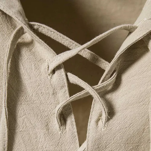 Vista 8 de Estilo étnico Tops de Verano para Hombre sólido Camisa de Manga Corta con Cuello en V Blusa Camiseta Deportiva
