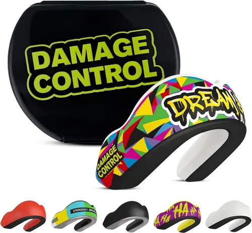 Vista 17 de DAMAGE CONTROL Protector bucal deportivo de impacto extremo con estuche Boil & Bite Fit, almohadillas absorbentes de golpes, funda ventilada
