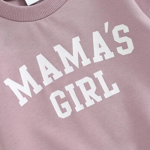 Vista 4 de Foidiccx Conjunto de ropa de 2 piezas de sudadera de manga larga para bebé niña pequeña para otoño e invierno, B-violeta-2&mamas chica