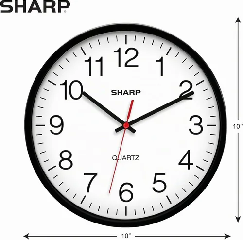 Vista 3 de Sharp Reloj de pared con batería de 10 pulgadas, silencioso, sin tictac Negro