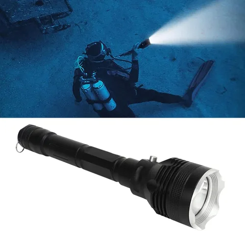 Vista 4 de Luz de buceo, linterna de buceo súper brillante de 8000 lúmenes, luz de buceo compacta con 3 modos, linterna sumergible IPX8, para buceo submarino