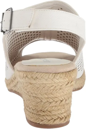 Vista 3 de Easy Street Stacy Sandalias de cuña para mujer estampado de lino blanco 10 M US