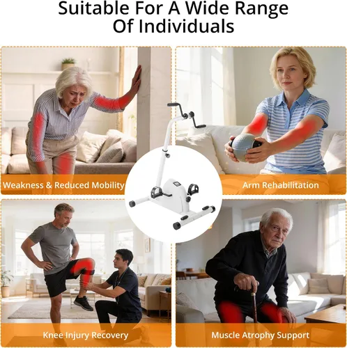 Vista 7 de Ejercitador de pádel, mini bicicleta estática para ciclismo de piernas y brazos, ejercicio de calentamiento