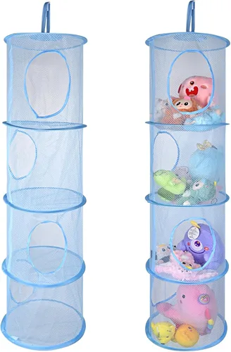 Vista 7 de ChezMax Almacenamiento de malla colgante para animales de peluche, paquete de 2 unidades, organizador grande de red de animales de peluche, bolsas