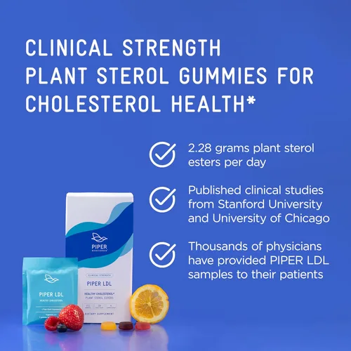 Vista 2 de Piper Biosciences Plant Sterols Suplemento gomoso de colesterol saludable (2280 mg de ésteres de esterol vegetal por día): fuerza clínica, vegana