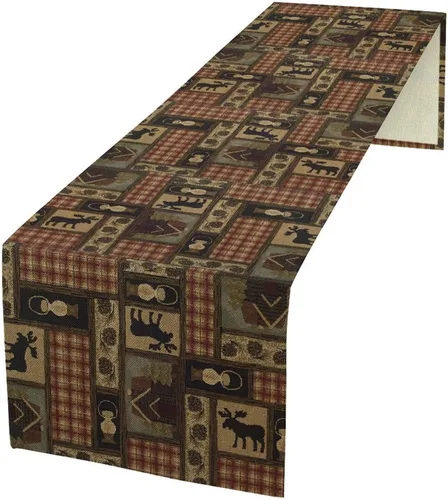 Vista 17 de Camino de mesa con diseño de patas de perro, lindo animal con estampado de patas de cachorro, decoración de fiesta de cumpleaños, casa de campo