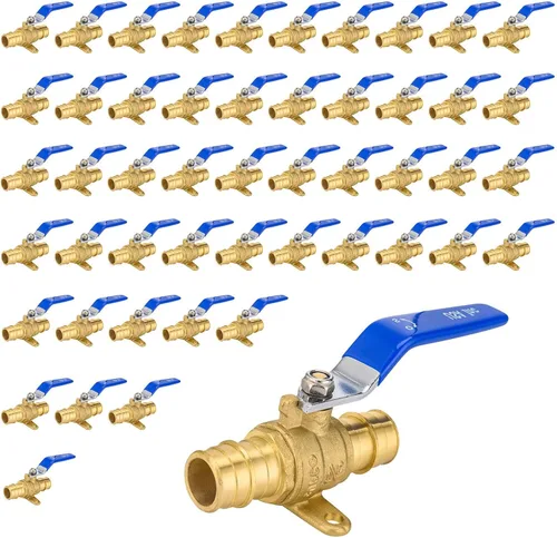 Vista 28 de Válvula de bola azul, válvula de cierre Pex A de 1/2 pulgada con oreja, válvula de bola de cierre Pex de puerto completo de latón para agua, aire
