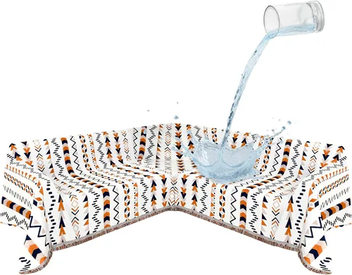 Vista 25 de Fundas de sofá seccional 100% impermeables para perros, funda de sofá de esquina en forma de L, funda de sofá de chenilla lavable, cobija moderna