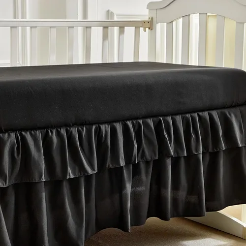 Vista 8 de Juego de ropa de cama para cuna con volantes, edredón acolchado boho para bebé con sábana ajustable y falda de cama - Ropa de cama con volantes