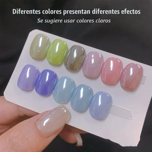 Vista 4 de 2 piezas de polvo de uñas cromo blanco lunar, polvo de brillo de uñas efecto espejo perlado mágico, pigmento cromo perla para decoración de uñas 2