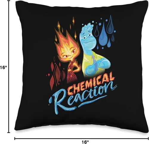 Vista 4 de PIXAR Disney Elemental Chemical Reaction Ember & Wade - Almohada de 16 x 16 pulgadas, multicolor