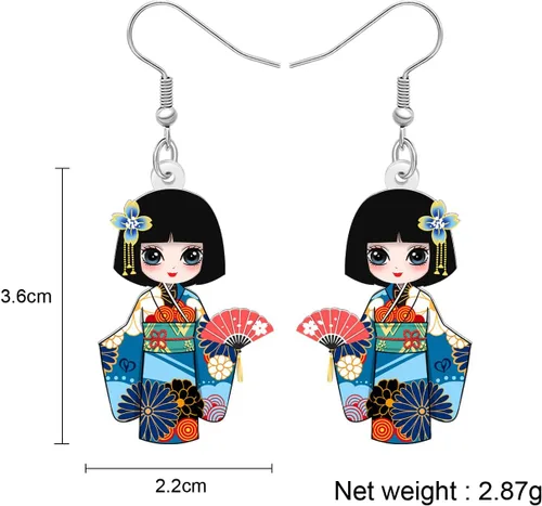 Vista 21 de DUOWEI Aretes de acrílico estilo japonés con diseño de anime para muñeca, colgantes, joyería para mujer