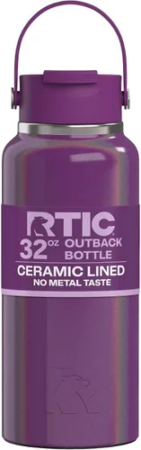 Vista 29 de RTIC - Botella de agua Outback de 32 oz (1 L), con revestimiento de cerámica, aislada, de acero inoxidable, doble pared con aislamiento al vacío