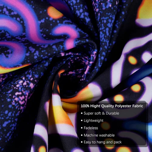 Vista 2 de OSVINO Tapiz de mandala trippy de luz negra, 59 x 51 pulgadas, tapiz de fantasía reactiva a los rayos UV, decoración de pared para sala de estar