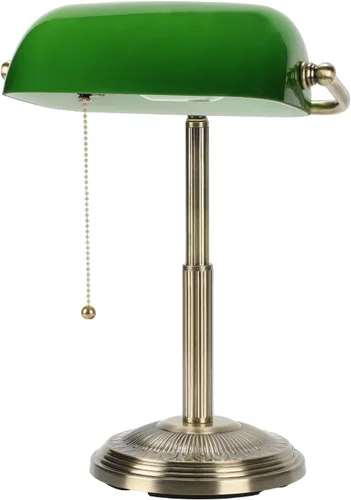 Vista 2 de LINNMON Lámpara de Escritorio de Banquero, Lámpara Retro Verde, Lámpara Vintage con Interruptor de Cadena de Tirar para Oficina en el Hogar