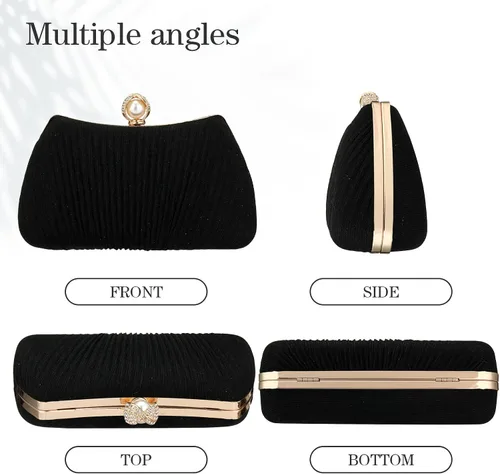 Vista 3 de Bolso de mano para mujer bolsa de noche brillante con asa superior bolso cruzado tejido bolsa de hombro para boda fiesta de graduación