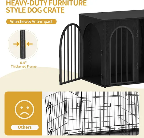 Vista 6 de Hzuaneri Jaula de Madera para Perros de 26.8'', Muebles de Jaula para Perros de Interior, Jaula para Perros Pequeños, Jaulas de Servicio Pesado