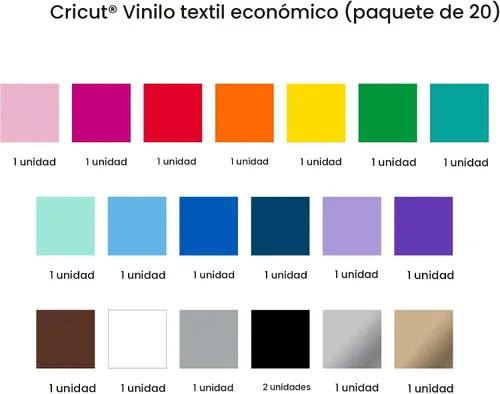 Vista 3 de Cricut® Value Iron-On, Muestra de Arcoíris - 30 cm x 30 cm (20 unidades) - Vinilo de Transferencia de Calor HTV