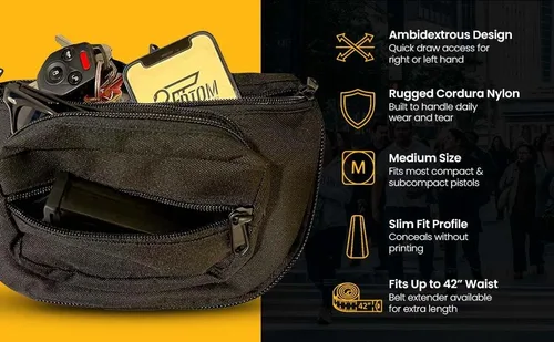 Vista 3 de Medium - DTOM Hidden Carry Fanny Pack Cordura Nylon-Negro, Negro