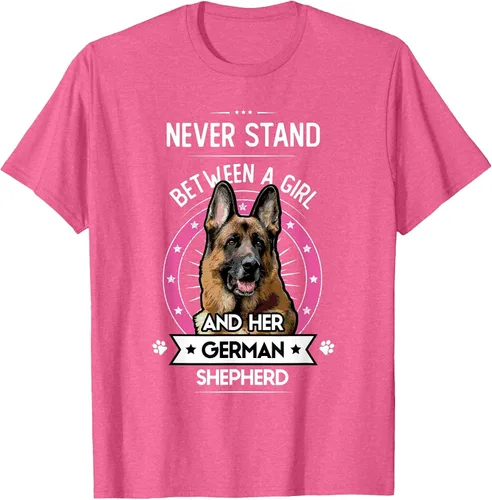 Vista 26 de Never Stand Between A Girl and Her German Shepherd T-Shirt Asphalt Grey
