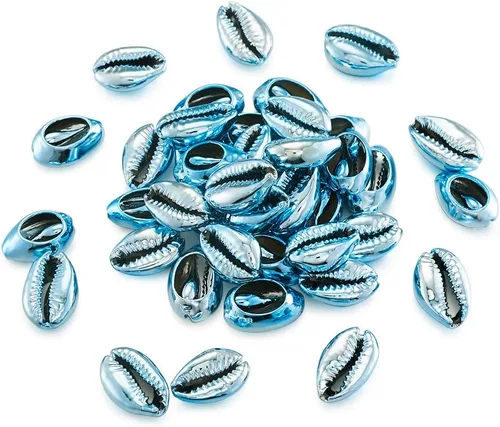 Vista 24 de Cheriswelry 100 cuentas de concha para hacer pulseras, conchas de cauri, cuentas espaciadoras de verano, playa, cuentas ovaladas para hacer
