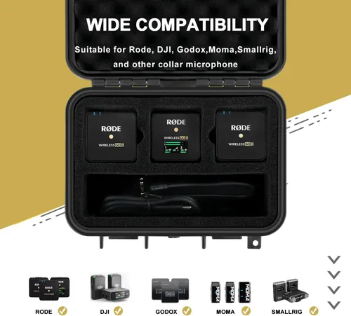 Vista 5 de Liyirui - Funda de micrófono inalámbrico Lavalier con espuma, funda portátil para micrófono inalámbrico GO II de doble canal, compacto digital