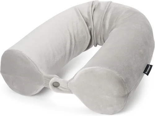 Vista 9 de Brookstone Free Form Almohada de Viaje - Almohada de Cuello de Viaje de Espuma Viscoelástica Ligera y Flexible para Dormir, Automóvil, Avión y Negro
