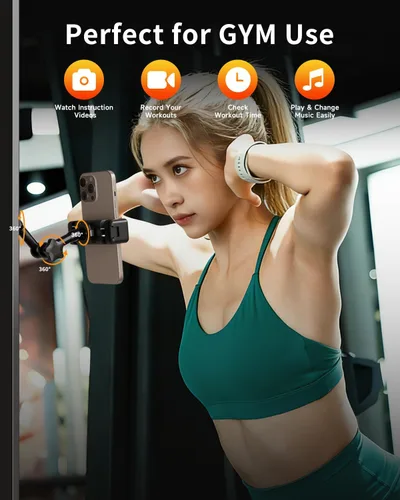 Vista 2 de Soporte magnético para teléfono para gimnasio – Soporte de teléfono de gimnasio resistente con fuerte fuerza magnética, se fija a superficies
