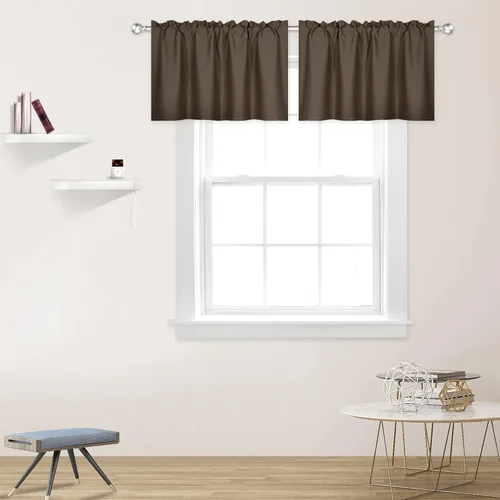 Vista 42 de DECOVSUN Cenefas Aqua para ventanas de cocina, con bolsillo para barra, opacas, con aislamiento térmico, 1 panel de 42 x 18 pulgadas