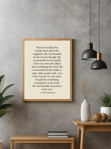 Vista 7 de AMERICAN LUXURY GIFTS She Was Beautiful Inspirational Wall Decor Print - 11x14 F. Scott Fitzgerald Quote Print For Living Room Decor, Bedroom Decor
