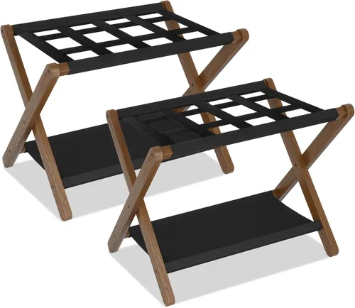 Vista 17 de Heybly HLR010Z1 - Portaequipajes, soporte plegable para maleta con estante de almacenamiento, soporte de equipaje de alta resistencia