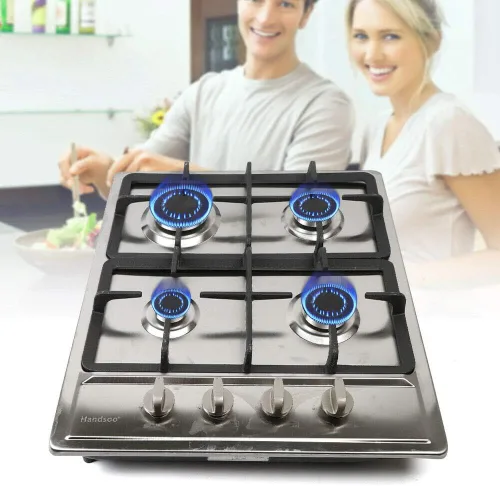 Vista 7 de Estufa de gas Gas Gas GLPG, Quemador de estufa de vidrio templado, 4 quemadores, parrilla de gas integrada (4 quemadores, 23 x 20 pulgadas)