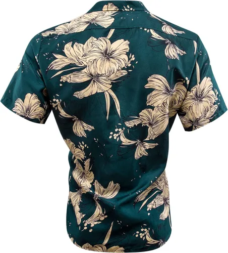 Vista 3 de YOHOWA Camisa hawaiana de manga corta para hombre, casual, con botones, para fiesta de brisa en la playa