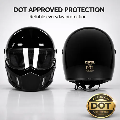 Vista 4 de CRG - Casco de motocross de cara completa para motocicleta de calle, de fibra de vidrio, certificado por DOT, casco de tamaño extra grande Negro