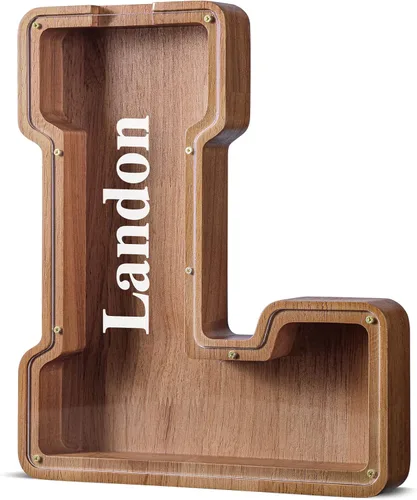 Vista 35 de SummiDate Alcancía de madera de letra para niños y niñas, Alfabeto, personalizada, regalo de cumpleaños y pascua para niños (A)