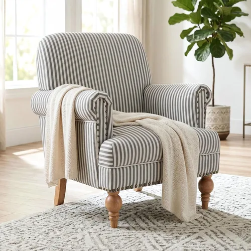 Vista 15 de DM Furnitue - Silla de acento moderna, sillas de brazo cómodas, silla de salón tapizada cómoda, sofá individual/sofá para dormitorio/sala de estar