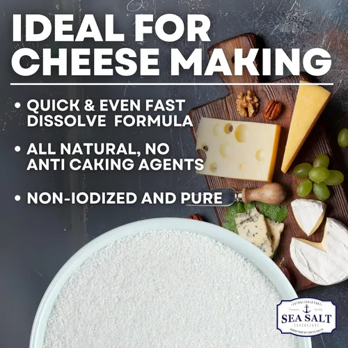 Vista 2 de Sal marina fina para hacer queso casero, sin gluten y sin yodado, kit de queso kosher esencial de sal escamosa, bolsa de 5 libras