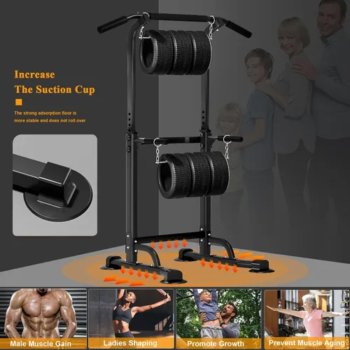 Vista 6 de DlandHome Power Tower Pull Up Dip Station Multi-Function Fitness Equipment for Strength Training Adjustable Height Dip Stand for Home Gym